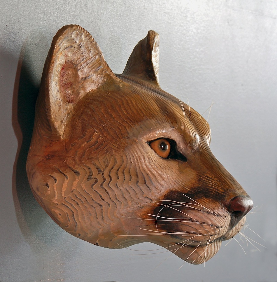 mountain lion wood mask